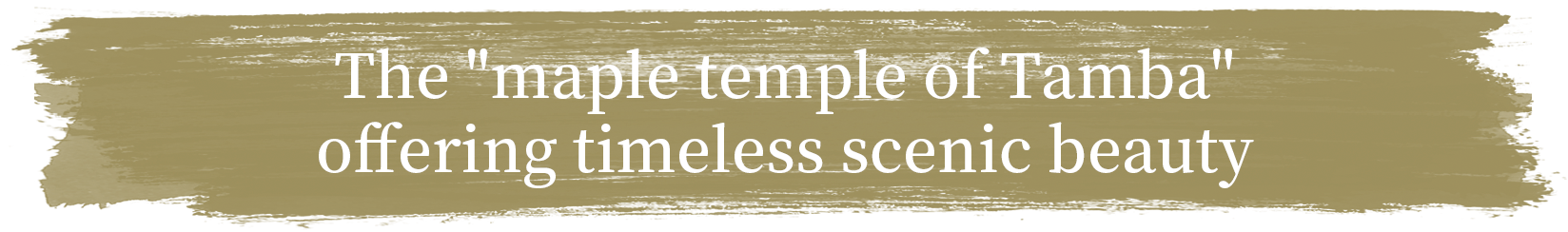 The "maple temple of Tamba	" offering timeless scenic beauty
